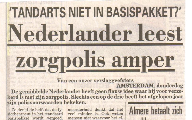 ZorgKiezer in de Telegraaf Nederland leest zorgpolis amper